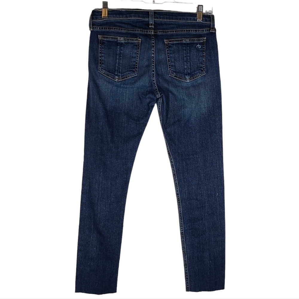 Rag & Bone Phoenicia Blue Mid Rise Skinny Jeans W1502K520PHO Raw Hem Size 26
